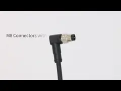 M8 Формированный кабель Круговой соединитель Угловой женский 3 пин А код водонепроницаемый IP67 video
