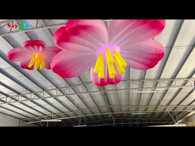 Custom 1.5m 2m 190T Artificial Inflatable Lighting Flower