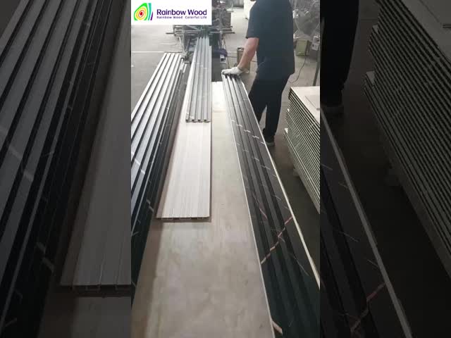 Деревянный пластмассовый композитный интерьер стеновой панель wpc флатованная стена современная стена видео