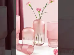 H25cm Элегантная розовая стеклянная ваза для цветов video
