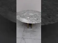 Brushed Stainless Steel Round Coffee Table With Natural Marble Top