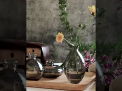 H9cm зеленая прозрачная современная стеклянная ваза для дома и офиса video