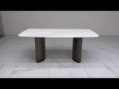 Contemporary Marble Dining Tables With Marble Top Stainless Steel Base Home Use