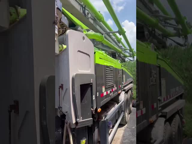 2013年 オレンジ ズームリオン 43m コンクリートポンプ ベンツ トラック 給水高 1400mm ビデオ