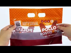 Custom Hand Punch Hole Zipper Top Roast Chicken Packaging Bag Plastic Roast Grilled Chicken Bag