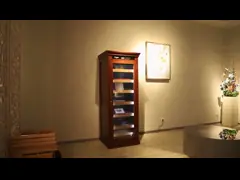 China Freestanding Dark Brown Wooden Frame Wine Cooler Cabinet With Locker supplier