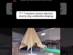 Outdoor Commercial 5M 6M 7M Square Garden Parasol Umbrella With LED Lights