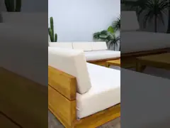 Solid Teak Wood Garden Sofa Set Outdoor Modular Lounge With High Rebound Sponge Cushion