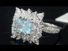 2.20ct Голубой Лаборатории выращенный бриллиантовый кольцо с окружающим стилем настройки для особых случаев video