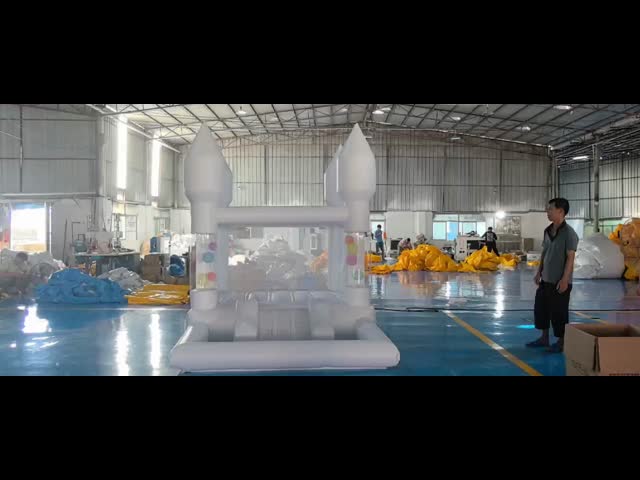 OEM Inflatable PVC Kids Bouncy Castle 13FT White Bounce House For Weddings & Birthdays With Blower-Factory Price