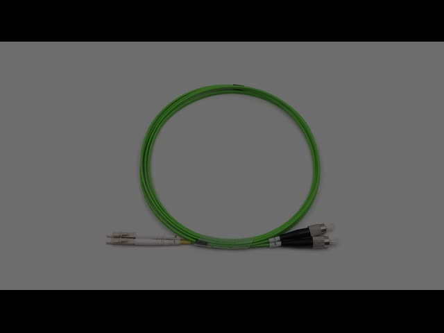 LC UPC から FC UPC 光ファイバーパッチケーブル デュプレックス OM5 マルチモード OFNR 2.0mm ライムグリーン