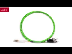 LC UPC To FC UPC Fiber Optic Patch Cable Duplex OM5 Multimode OFNR 2.0mm Lime Green