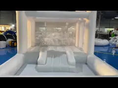 Commercial White Inflatable Castle  With Ball Pit Water Slide For Entertainment
