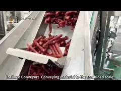 Frankfurt Sausage Multiheads Belt Feeder Combination Weigher Baked Hot Dog Sausage Belt Weigher Packaging Machine