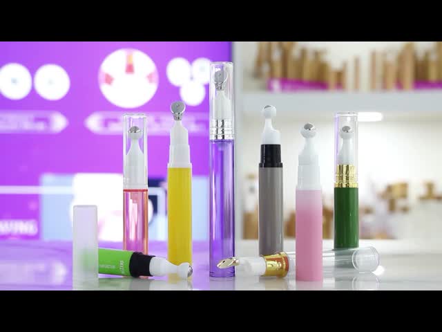 A0031-10ML Empty Plastic Roll On Bottle Airless Clay Brown Coating With Clear Cap