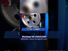 What's the production process of the polyester fiber through the cross lapper ?