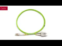 LC UPC To SC UPC Fiber Optic Patch Cable Duplex OM5 Multimode OFNR 2.0mm Lime Green