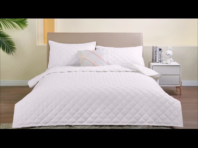 Printed White Cotton Quilt Set Queen Size Duvet Cover Customized