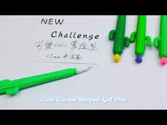 Commodité de tenue stylo à gel d'écriture lisse 0.5 mm stylo neutre en silicone de cactus