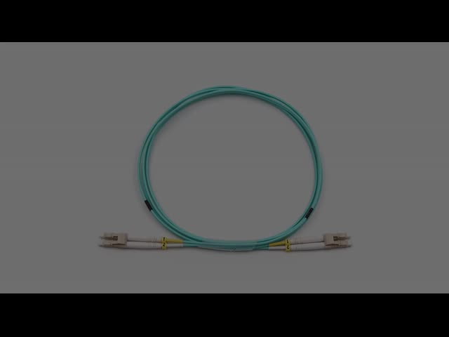 Indoor LC UPC To LC UPC Fiber Optic Patch Cable Duplex Armored OM3 Multimode LSZH 3.0mm Aqua