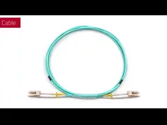 Indoor LC UPC To LC UPC Fiber Optic Patch Cable Duplex Armored OM3 Multimode LSZH 3.0mm Aqua