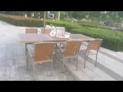 Outdoor Poly Wooden Dining Table And Chairs Plastic Wood Patio Table And Chair Set 5 Pieces Set