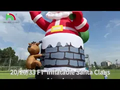 20FT 26ft 33ft Inflatable Santa Claus In Chimney With Reindeer Outdoor Christmas Decoration Blow Up Santa Claus