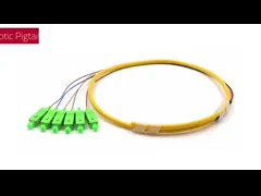 SC APC 6 Cores PVC Bundle Fan Out Single Mode Fiber Pigtails OS2 Yellow Jacket