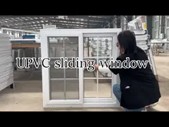 Customized PVC Double Horizontal Sliding Windows With Mosquito Screen Vinyl Sliding Windows