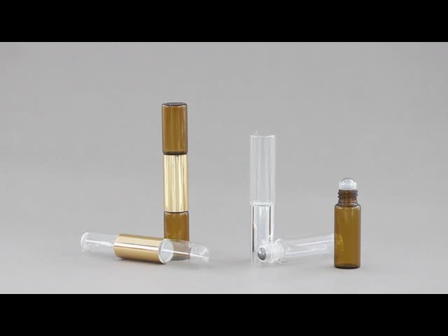 SGB2-5ml+5ml Transparent Clear Double Ended Glass Bottle With Steel Ball For Essential Oil Perfume