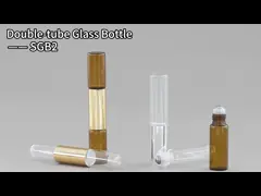 SGB2-5ml+5ml Transparent Clear Double Ended Glass Bottle With Steel Ball For Essential Oil Perfume