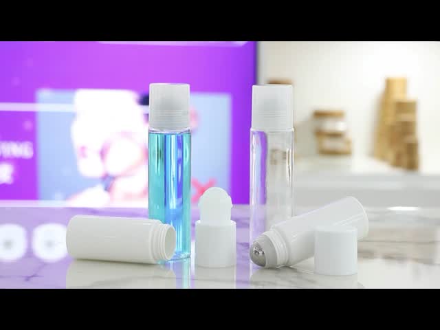 PET30-50ML White PET Roll On Bottle With Screw Cap and Big Steel Roller Ball