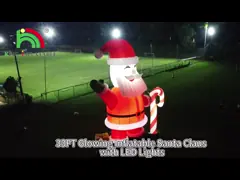 Glowing Inflatable Santa Claus Ornament 33ft Cartoon Giant With LED Lights For Christmas Garden Party Decor
