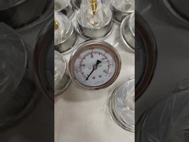 63mm EN837-1 水圧水 0-10bar /psi 軸入油 グリセリンで満たされた圧力計 2.5インチマノメーター