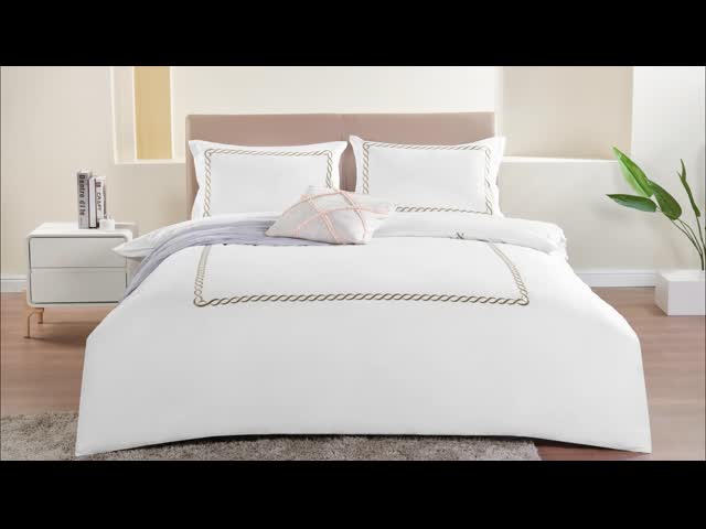 Cotton Embroidery Duvet Set Sustainable White Embroidered Duvet Cover