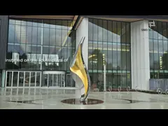 Скульптура из нержавеющей стали / современная металлическая скульптура с золотым листом в центре video