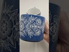Customized ceramic mug Blue and white cat cup