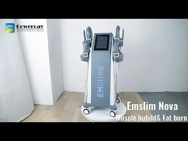 4 ручки EMS мышечный стимулятор для увеличения жира Растворяющий глубокий мышечный поезд видео