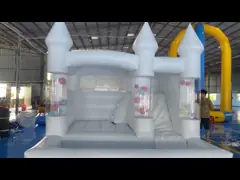Inflatable Moonwalk Wedding Bounce Castle White Jumping Castle With Water Slide Pool