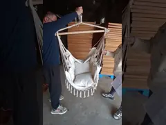 Высокая вместимость Кампинговый висячий стул Внешний белый веревочный гамак Стул со стойкой video