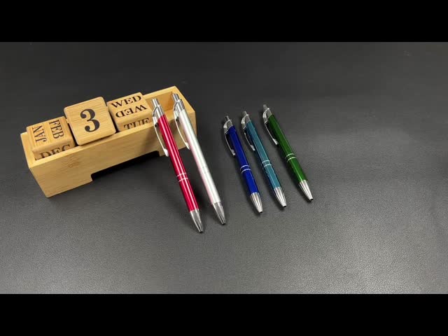 School Stationery Colorful Press Metal Ball Pen 1.0mm Silver Clip Portable Pen Print Logo