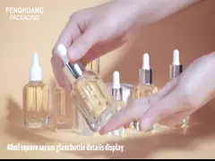 Customized 10ml 20ml 30ml 40ml Square Glass Serum Dropper Bottles With Pipette