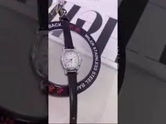 White Dial Analog Lady Quartz Watch Fashion Black Leather Band Watch