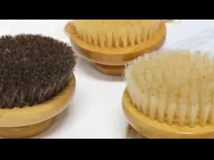 Natural Bamboo Body Dry Exfoliating Brush White Horse Boar Bristle Shower Brush
