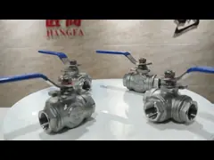 3-сторонний шаровой клапан из нержавеющей стали 1000WOG Тип T / L Тип BSP и NPT Закрученный шаровый клапан video