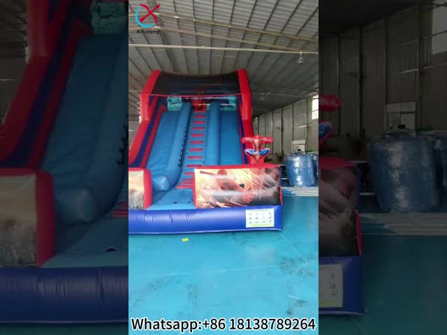 Manufacturer PVC Inflatable Slide Spiderman Hero Inflatable Double Dry Slides