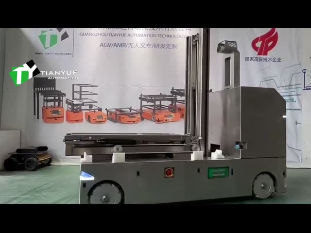 Veículo AGV sem poeira com guia automática Painel LCD de veículo transporte Movimento para a frente alongamento e elevação