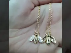 Fashion 18K Gold Plated Bee Pendant Necklace Handmade By 925 Sterling Silver Jewelry