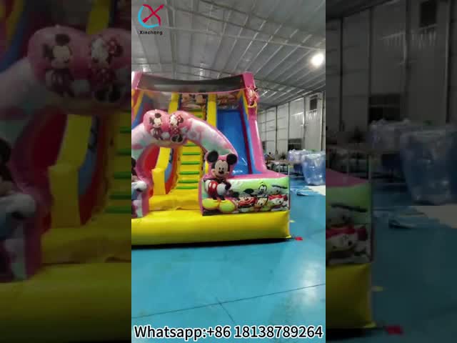 Customized Inflatable Slide Mickey And Minnie Inflatable Double Dry Slides Castle