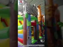 Factory Inflatable Zoo Animals Panda Slides Castle Inflatable Double Dry Slides